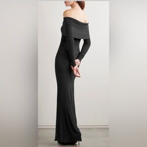 NWT SKIMS Sheer Modal Off the Shoulder Long Dress in Onyx
